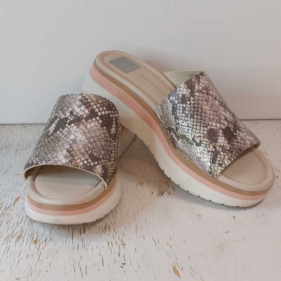 Dolce Vita Milo Snake Print Chunky Platform Slip On Sandals Shoe Size 10 Matte - Picture 13 of 13